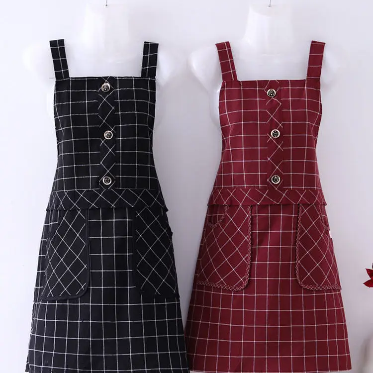 

Maid apron haircut overalls apron pure cotton fashion waist top-grade sleeveless breathable household cleaning overalls