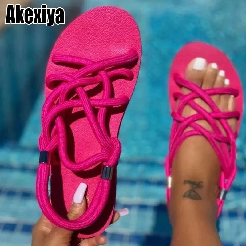 

Comfortable Woman Rope Sandals Shoes Casual Braided with Traditional Creativity Fashion Flats Sandal Women Beach Shoes BC3792