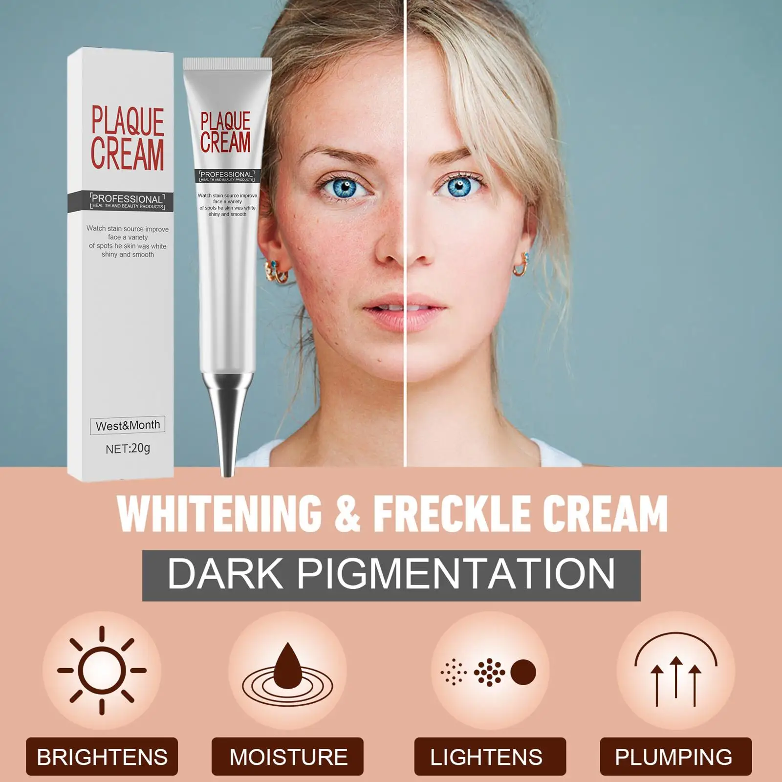 Крем для лица с блеском Осветляющий крем опухляющий веснушки женский корейский