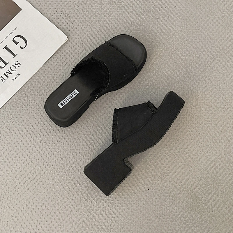 

Шлепанцы женские на массивной платформе, сандалии на высоком каблуке, дизайнерские, Повседневные тапочки с ремешком на пятке, сланцы, лето 2023