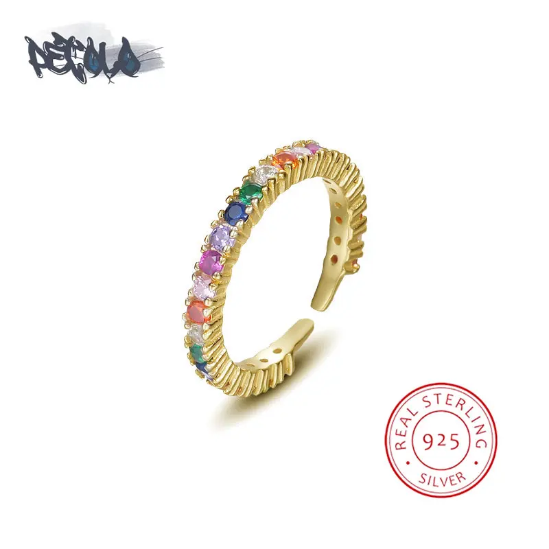 

925 Sterling Silver Ring for Women Fashion Rainbow Zircon Women's Ring Exquisite High Class Jewelry Silver Colored Zircon Ring