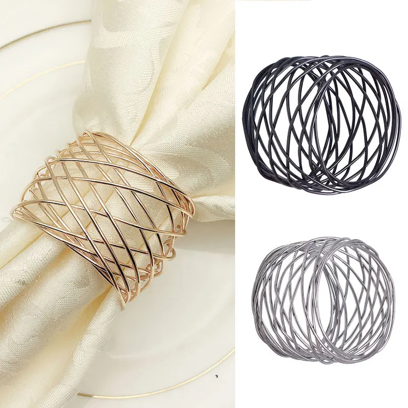 

Silver Wire Mesh Napkin Ring Metallic Napkin Buckle Table Wedding Decoration