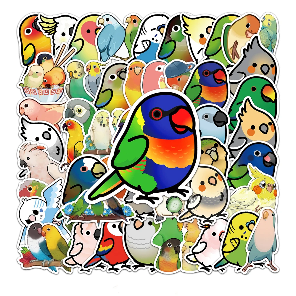 

10/30/50PCS Cartoon Parrot Animal Creative Personality Graffiti Sticker Skateboard Luggage Laptop Computer Wholesale