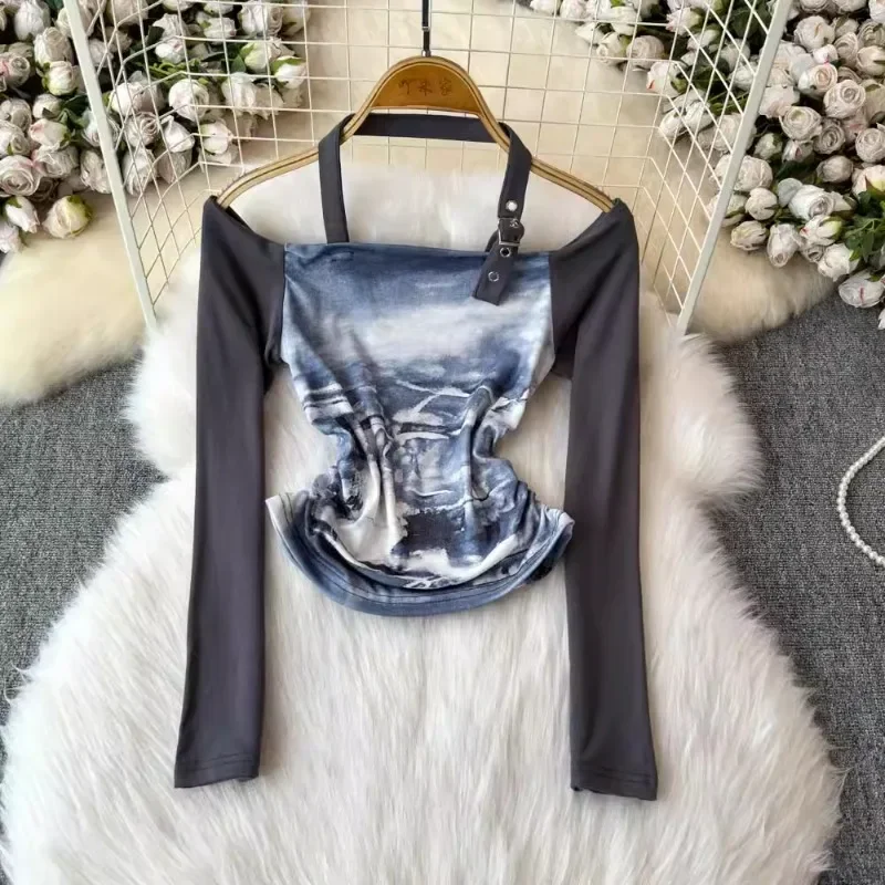 Американские винтажные пикантные футболки с воротником-лодочкой и открытыми