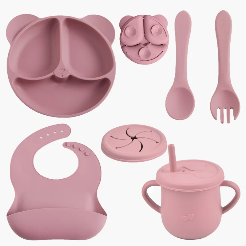 

Набор силиконовых нагрудников для кормления младенцев, присоски с ложкой и вилкой, водонепроницаемые, на присоске, 5 шт.