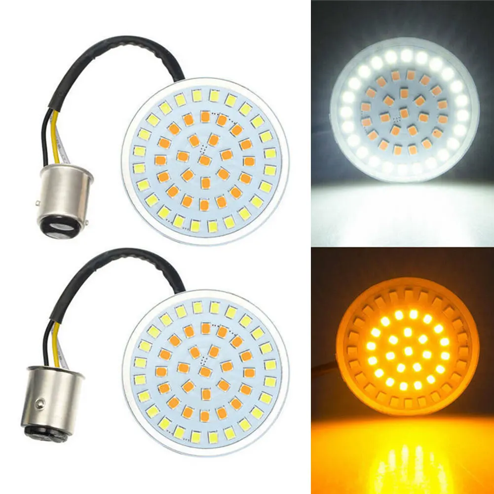 

2pcs Universal LED Motorcycle Turn Signal Light 12V White Amber Flasher Indicator Blinker Rear Lights Lamp For Harley