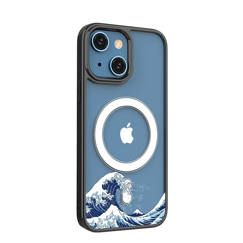 

Wave Transparent Magnetic Phone Case for iPhone 14 13 12 11 Pro Max Wireless Charging Cover For iPhone 13 Mini 14 Magnet Case