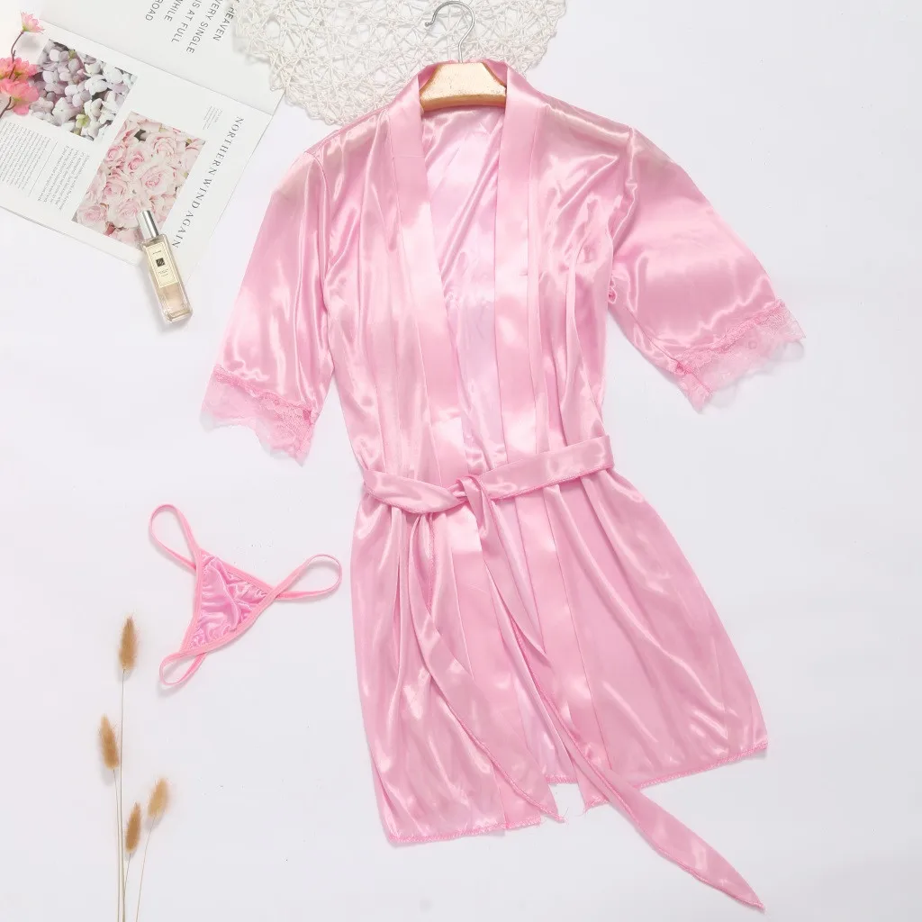 Robe Women Women's Silk Solid Kimono Fashion Bath Night Sexy Bathrobe Large Size Dressing Gown for Wome | Женская одежда