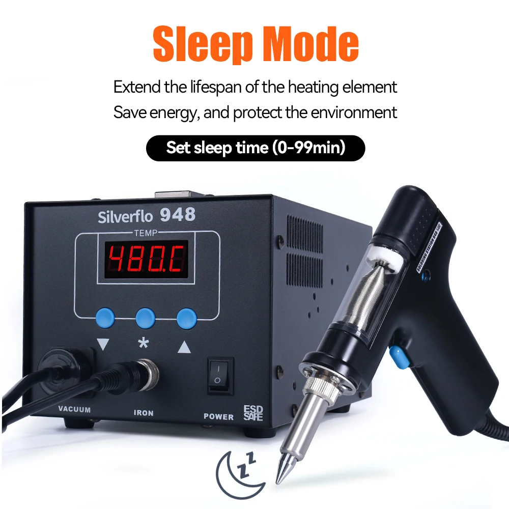 Silverflo 948 Desoldering Station 90W Suction Tin Gun Electric Vacuum Solder Sucker For IC Chips In-Line Pins Repair |