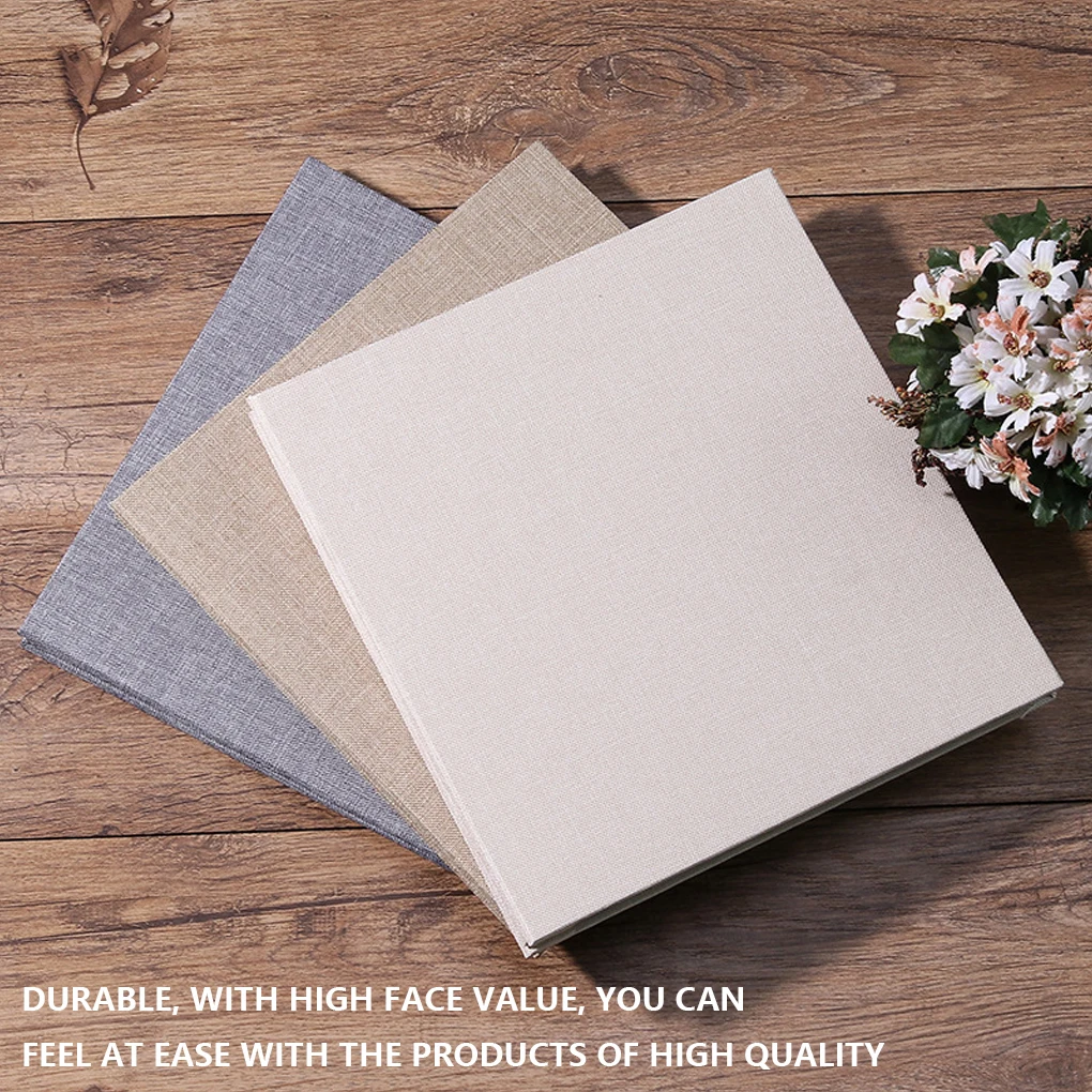 

16 Inch Linen DIY Photo Album Wedding Baby Photos 20 Pages Simple Style Sticky Albums Scrapbooking Memory Book Travel