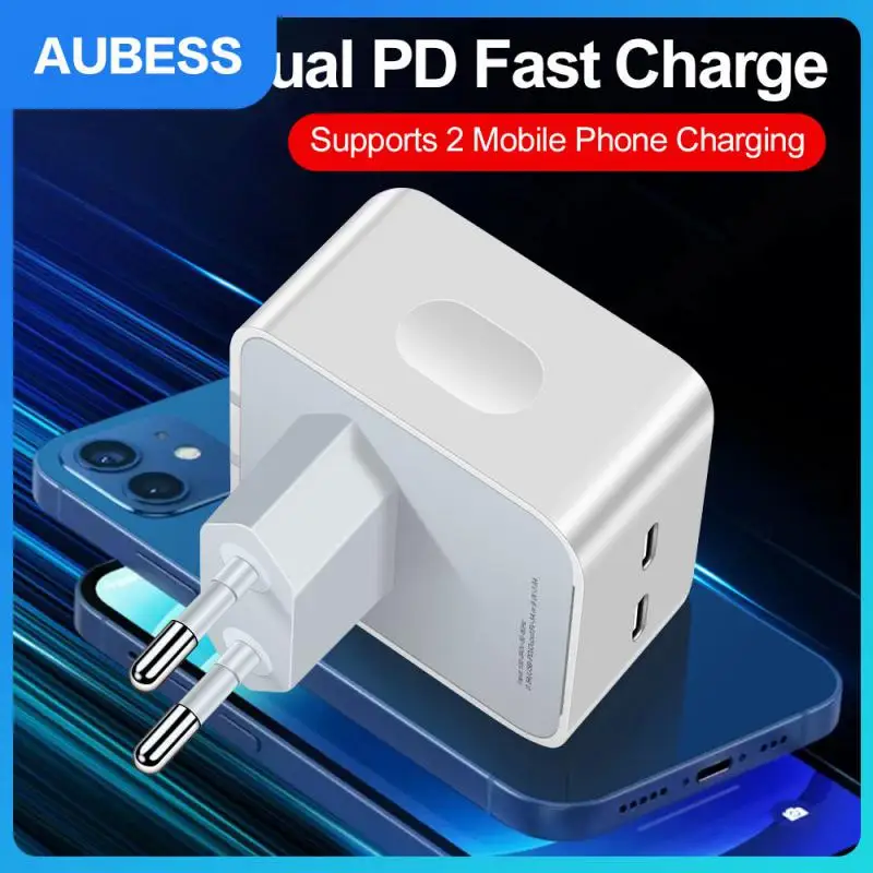 

For Travel Type C Port Usb C Charger Eu Uk Power Adapter Dual Type-c Charging Head Fast Charge Pd40w Fast Charger