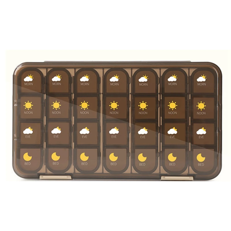 

Портативный контейнер для таблеток на 7 дней, водонепроницаемый контейнер для таблеток на одну неделю, контейнер для таблеток на 28 шт., короб...