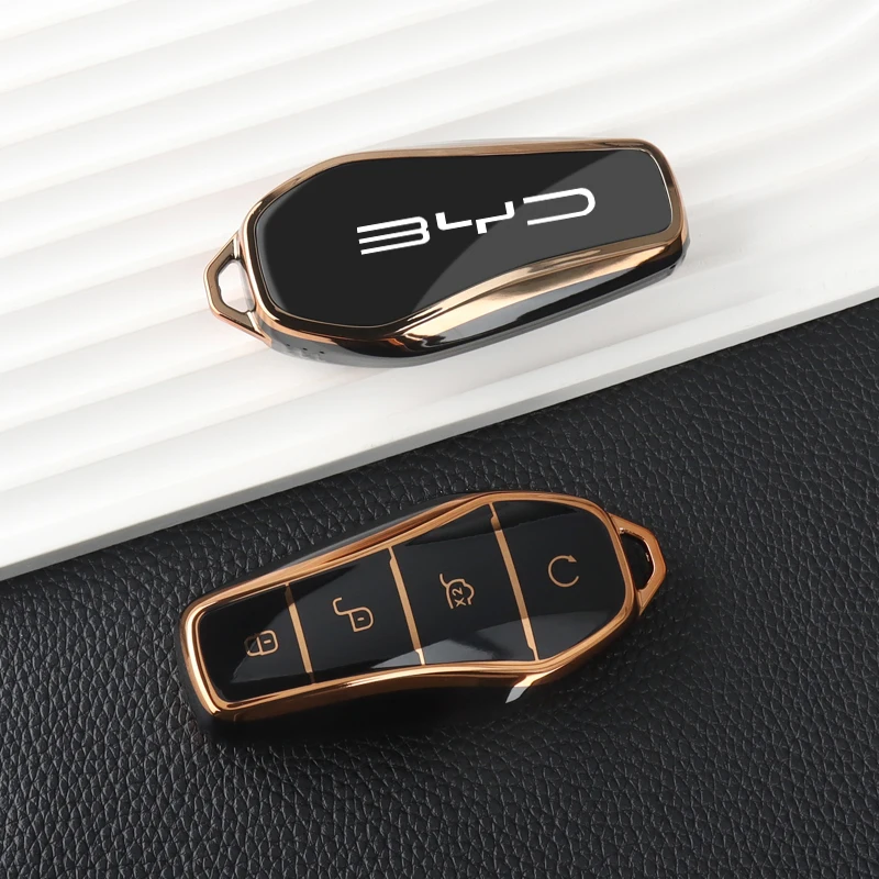 Фото Чехол для автомобильного ключа BYD Qin Plusdmi Atto 3 Han EV Dolphin TPU, защитный чехол для автомобильного ключа, брелок для ключей BYD, аксессуары для интерьера №4