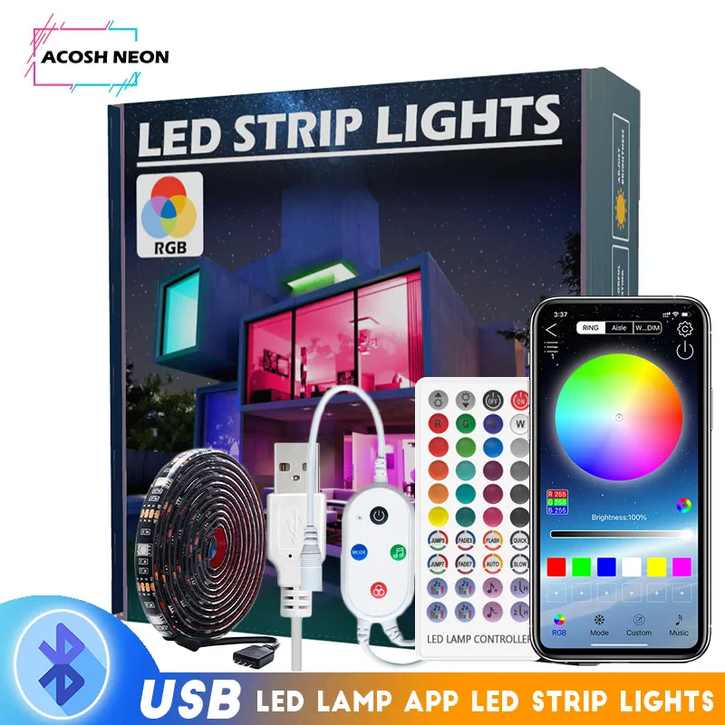 150 LEDs Waterproof LED Strip With Magic Home APP Control USB Powered RGB LED Light Strip With 40 Keys Remote for Mirror TV PC