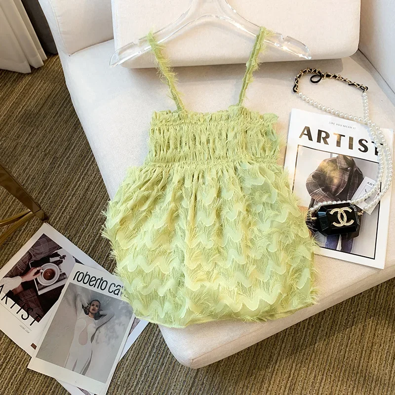 Новинка лета 2024 женский топ на бретелях высококачественный Модный укороченный