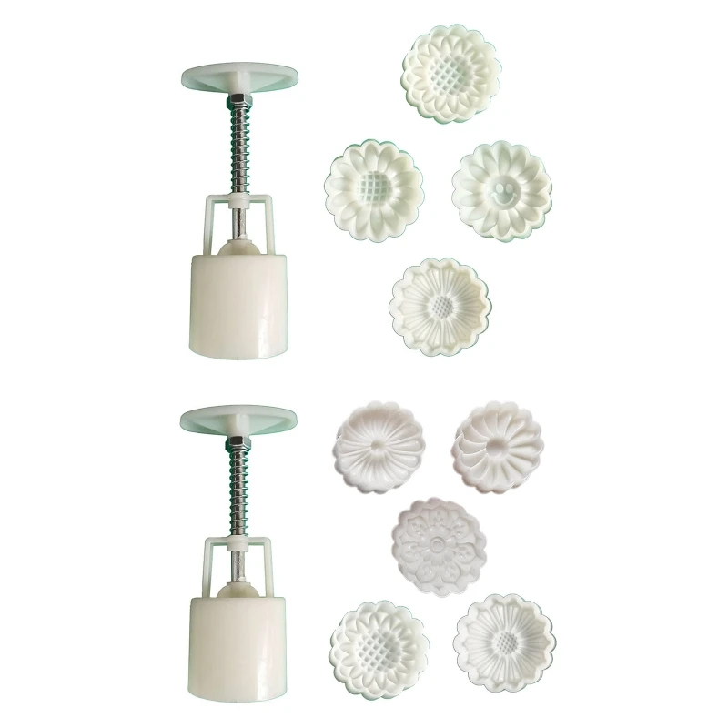 

100g Plastic Material Mooncake Molds Sunflower Shape Mooncake Stamps Baking Mooncake Accessories for Mid-Autumn Festival
