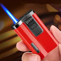 creative blue flame cigarette lighter windproof jet flame inflatable butane gas torch lighter smoking accessories encendedores