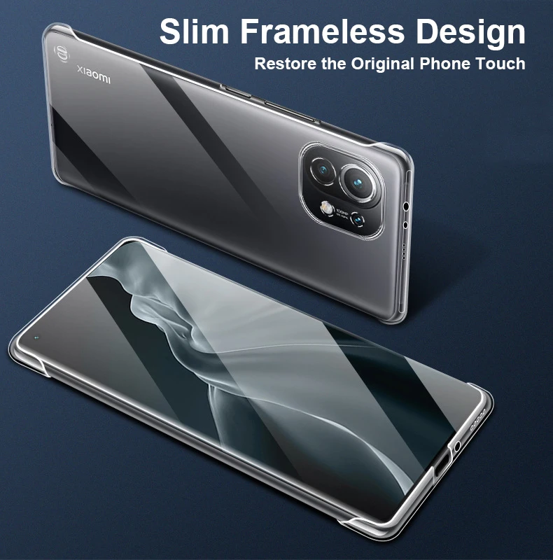 Ultra Thin Frameless Clear PC Hard Phone Case For Xiaomi Mi 12 12X 11 Ultra 10T Lite 10 9 Cover For Redmi Note 10 Pro Slim Case