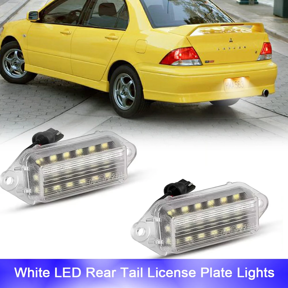 Фото 2x задние светодиодные фонари для номерного знака Canbus для Mitsubishi Lancer 2003-2017 Lancer Evolution X 2007-2019 6000K парковочная лампа подсветка номера №1