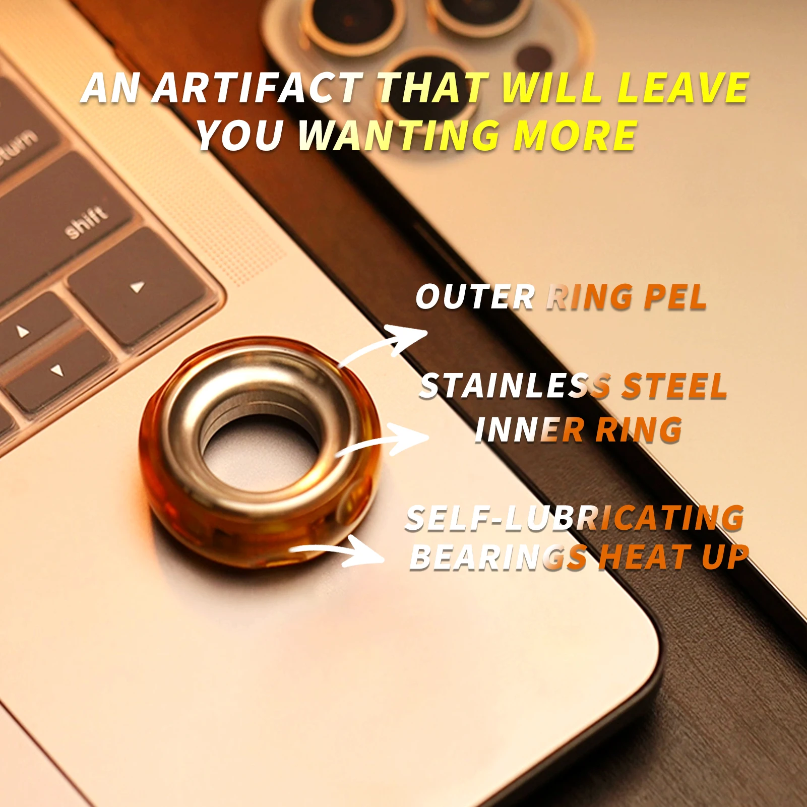 Кольцо с сыром металлический слайдер тактильный режим релаксация EDC