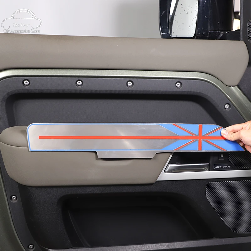 

Для Land Rover Defender 110 2020-2023 накладка на внутреннюю панель автомобильной двери из нержавеющей стали декоративная наклейка против царапин аксессуары