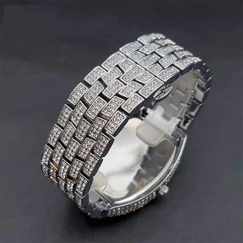 2024 Новые кубинские часы-цепочка для мужчин в стиле хип-хоп Майами бордюр со льдом