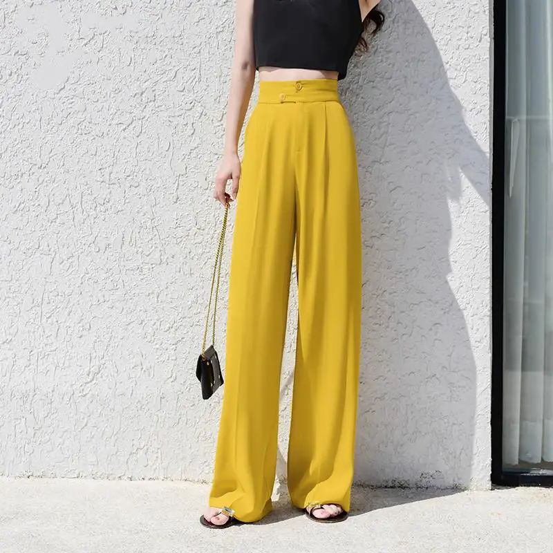 

Wide Leg Pants Women's Spring and Autumn High Waist Drape Loose Straight Pants Casual Loose Fit High-waisted Suit Pants T692