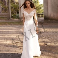 wedding dresses for women bride long sleeve v neck bride vestido lace appliques sleeveless open back charming robe de mariee