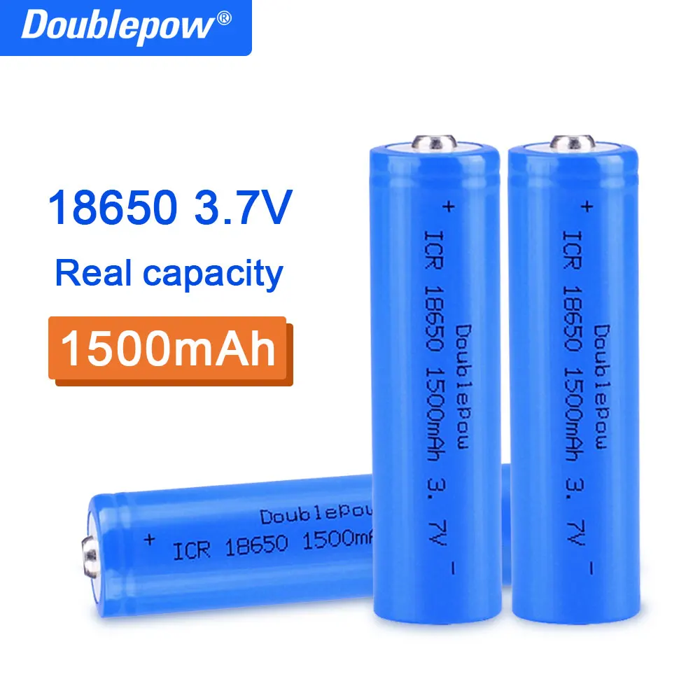 

True capacity 100% new original Doublepow 18650 3.7v 1500mah 18650 rechargeable lithium battery for flashlight batteries