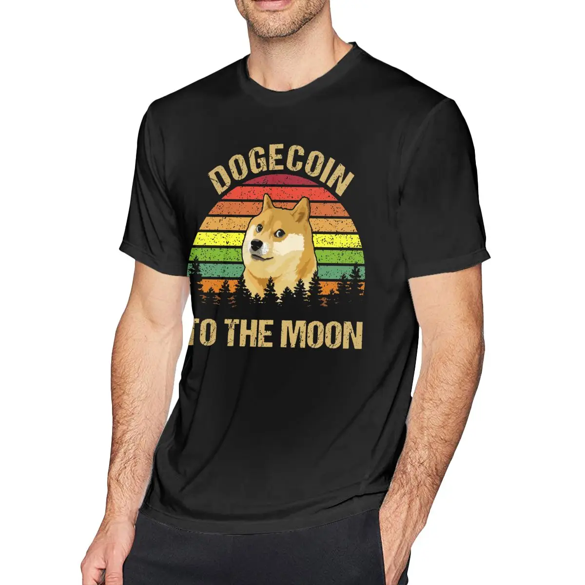 

Dogecoin To The Moon T Shirt Shiba Inu Awesome 100 Cotton T-Shirt Short Sleeve Graphic Tee Shirt Man
