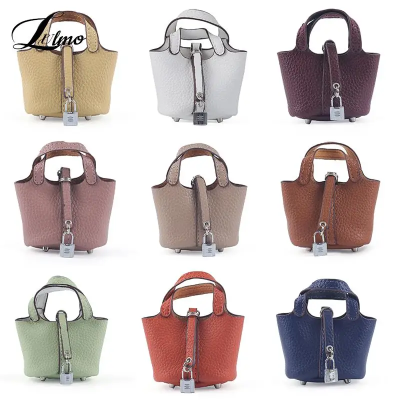 

Handmade Mini Tiny Cow Leather Handbag Decoration Pendant Bag Airpod Earphone Case Trendy Key Charm Miniature Purse Keychain
