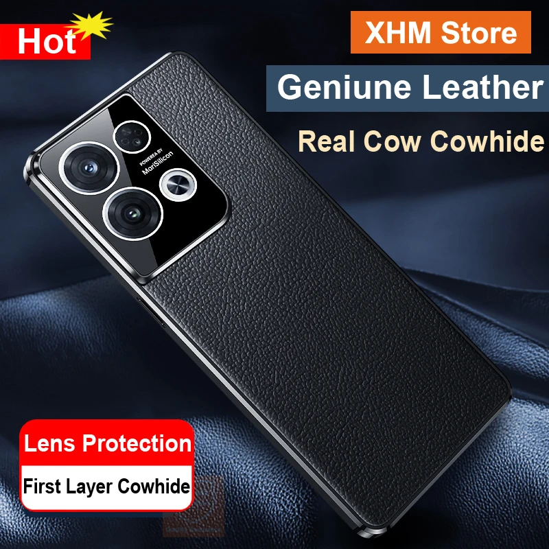 

Real Cow Geniune Leather Phone Case For Oppo Reno8 Pro Corium Soft Case For Oppo Reno8 Pro Plus Reno 8 Back Cover Bumper Shell