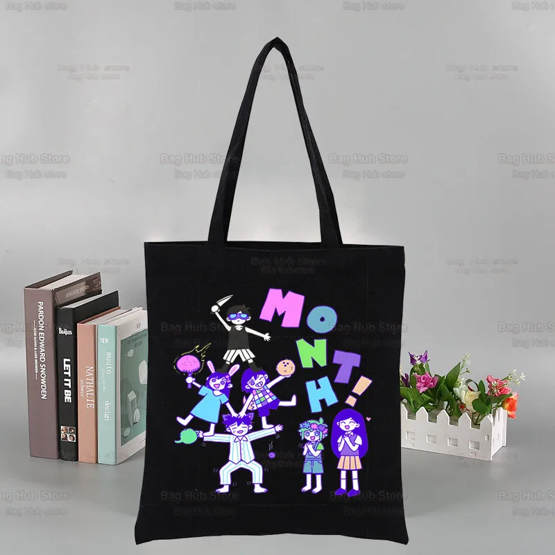 

Omori Game Anime Funny Harajuku Solid color Canvas Women's College Ulzzang Korean Black Large Casual Fashion Shoulder Bags