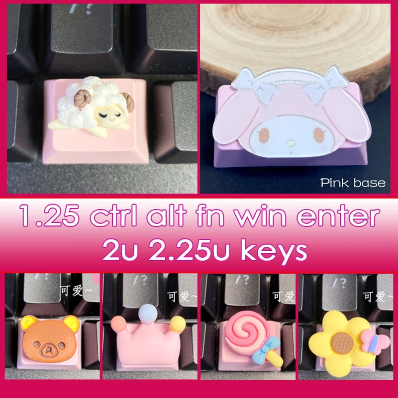 

Keycap for Mechanical Keyboard Personality Cartoon Keycap Beautiful Girl Pink R1 1.25u Ctrl Alt Fn Custom Made 2U Backspace Keys