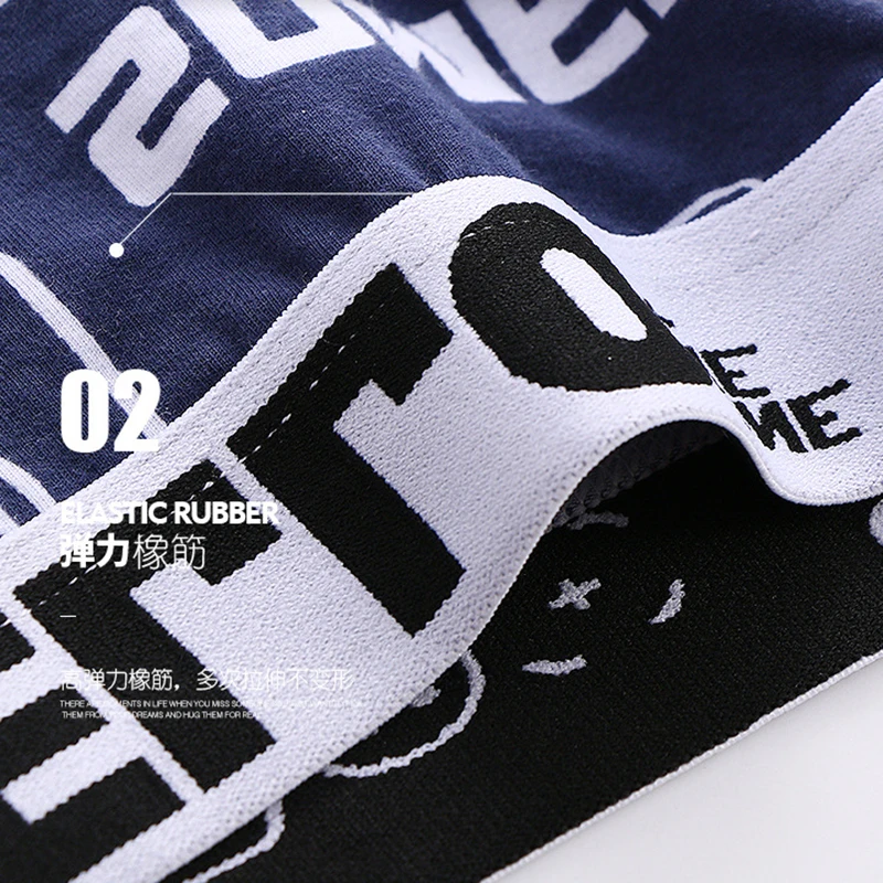 Man Underwear Fashion Solid Cotton Breathable Boxers Men's Underpants Male Letter Printed Panties Shorts Underwear 4Pcs