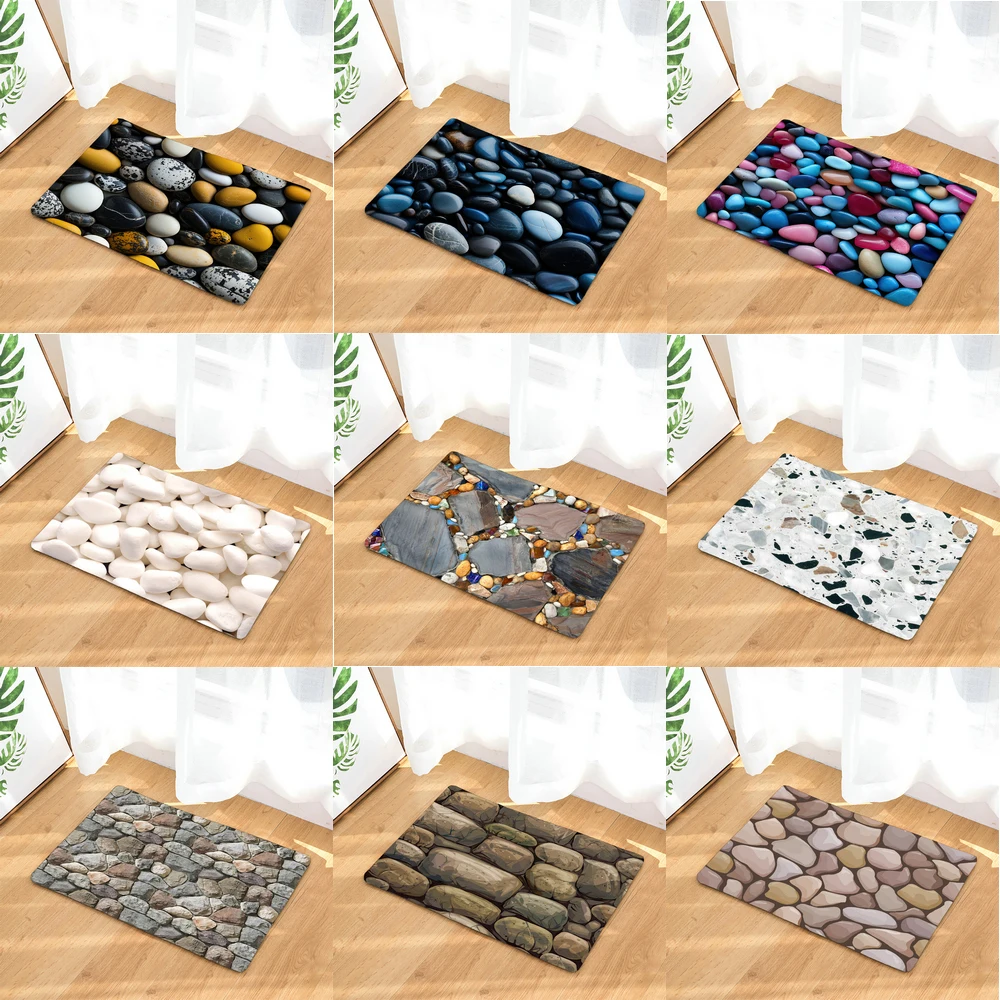 

Colour Stone Pattern Bedroom Anti-Slip Coral Velvet Soft Carpet Rug Shop Home Decor Doormat Kitchen Bath Soft Entrance Door Mat