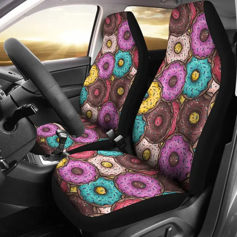 

Donuts Car Seat Covers (Set Of 2) - Universal Front Car and Suv Seat Covers - Custom Seat Protector - Car - gift for her him