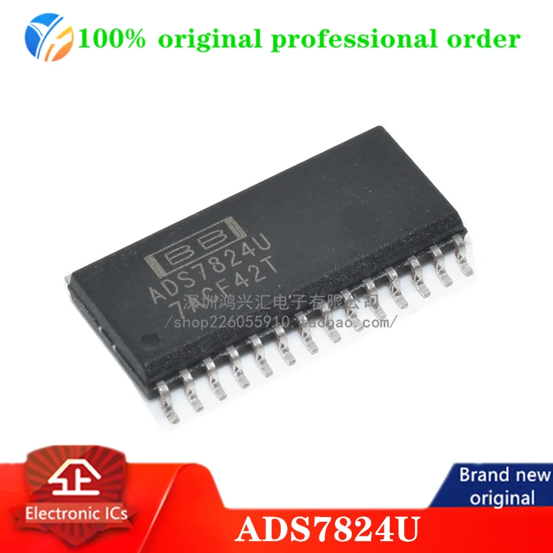 100% Оригинальный ADS7824U 4-канальный одноканальный ADC SAR 40ksps 12-битный Параллельный/серийный 28-контактный фотоэлемент