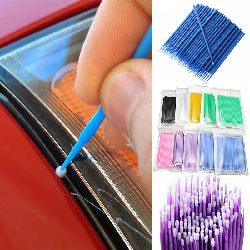 

100pcs Car Maintenance Tool Brushes Disposable Paint Touch-up Micro Brush Tip Car Detailing Brush Small Tip Accessories 1.2mm