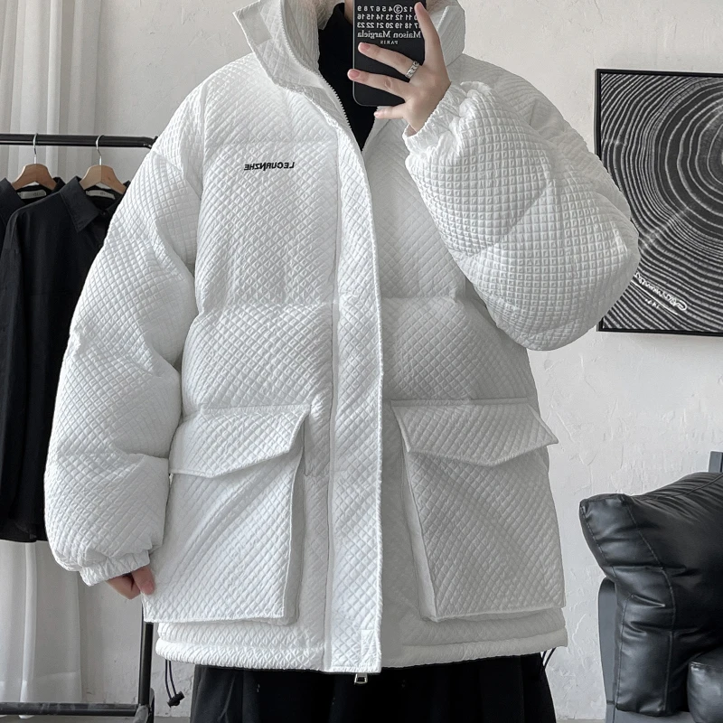Winter New Men Parkas Down Padded Jacket Street Oversized Cotton Jacket Hip Hop Fashion Thick Warm Coat Outwear Windproof Jacket