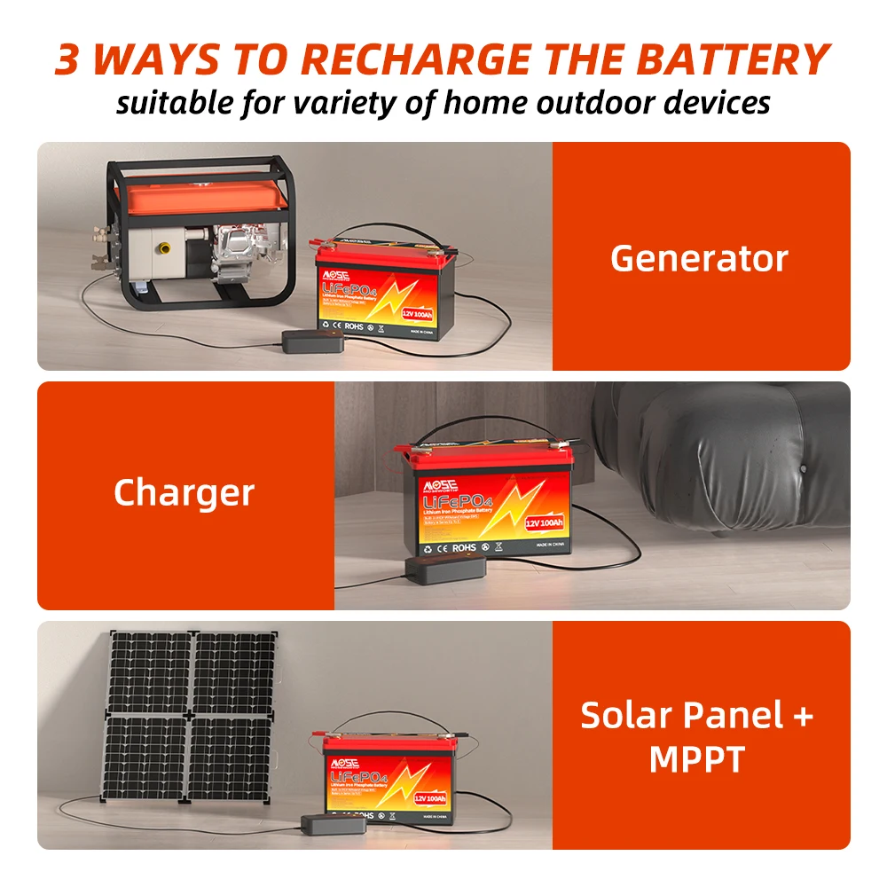 12 В 100 Ач LiFePO4 аккумулятор встроенный BMS перезаряжаемые литий-железо-фосфатные