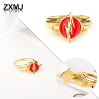 zxmj the red flash ring fashion gold ring adjustable red stone ring film and television peripherals cosplay props accessories
