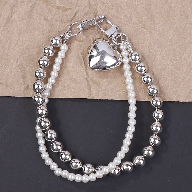 Простая жемчужная двойная цепочка для мобильного телефона ремешок с бантом из