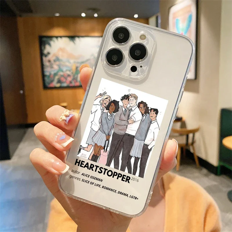Heartstopper Phone Case for IPhone 11 12 13 14 15 16 Pro Max X XR XS SE2 7 8 Plus Charlie Nick Transparent Soft TPU Mobile Cover