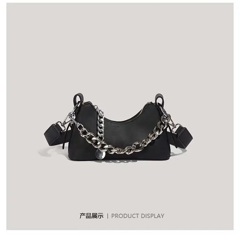 

Ins Brand Designer Denim Women's Shoulder Bag Casual Chain Crossbody Bag Hobos Handbag Daily Commuting Versatile Advanced Sense