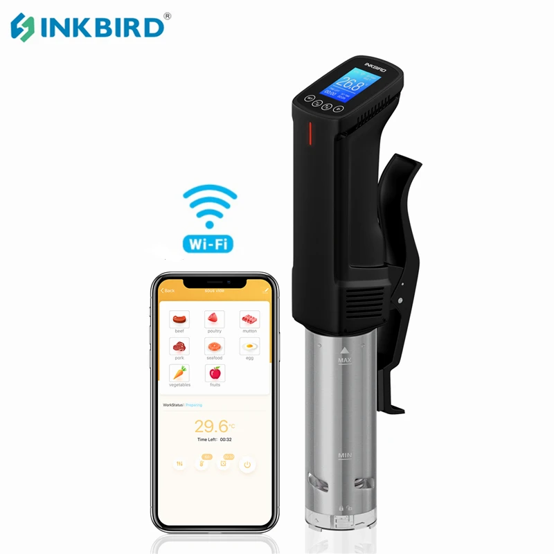 INKBIRD 110V WIFI Sous Vide 1000W Home Cooking Utensils Vacuum Cooker with Timer Alarms APP Control for Household/Commercial Use