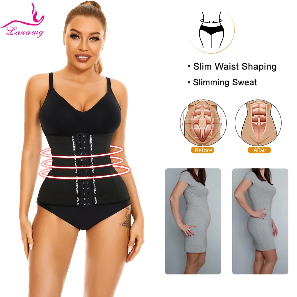 LAZAWG Waist Trainer for Women Weight Loss Waist Cincher Trimmer Belly Belt Slimming Body Shaper Sweat Girdle Corset Gym Sport