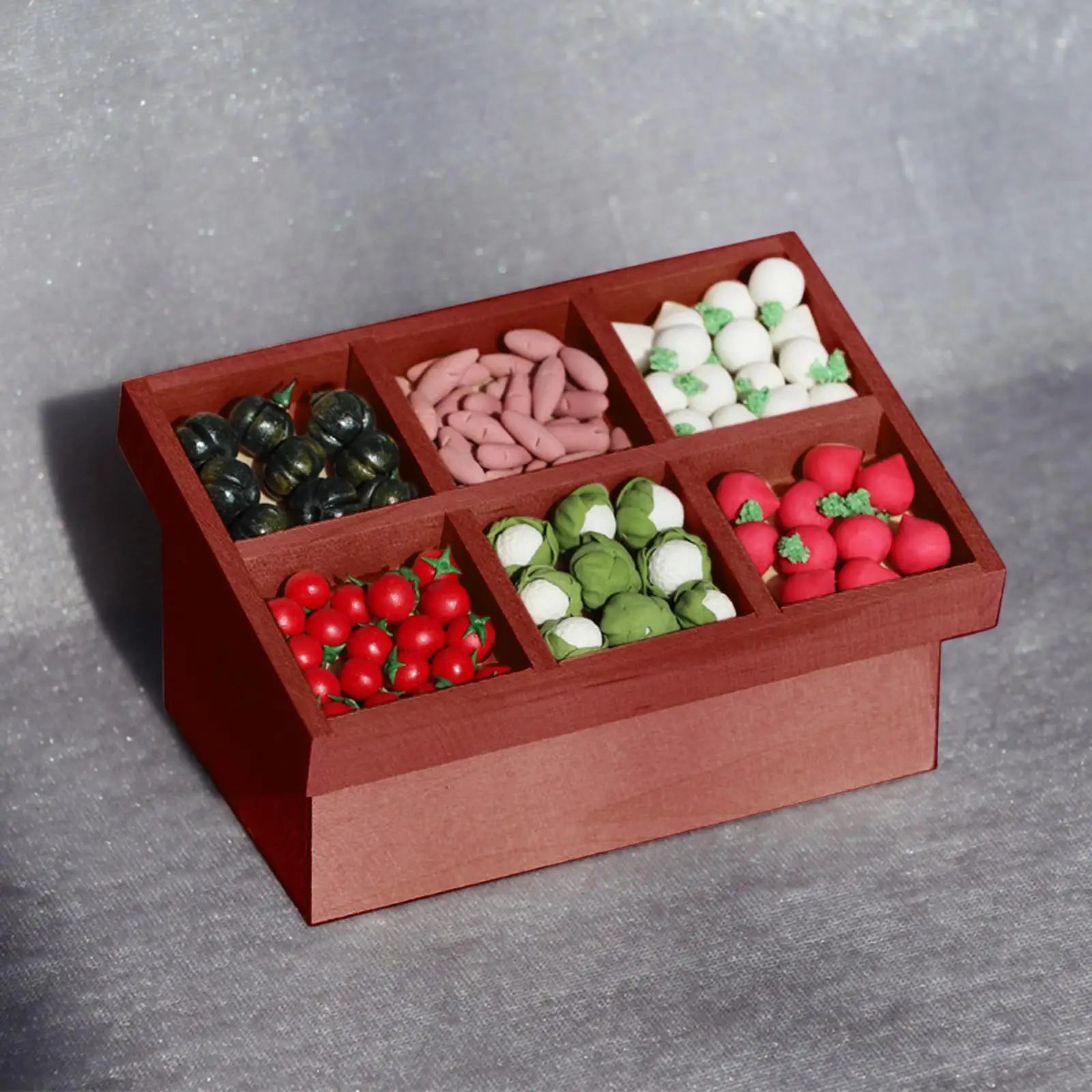 

Miniature Vegetable Fruit Stand Miniature Wooden Shelf for Kitchen Decor