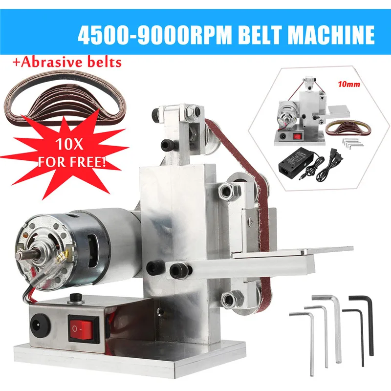 

110-240V Electric Belt Sander Multifunctional Grinder DIY Polishing Grinding Machine Cutter Edges Sharpener With 10 Sand Belt
