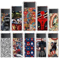 clear airbag case for samsung galaxy z flip 3 waterproof smartphone coque z flip3 5g fold zflip3 cover marvel comics patterned
